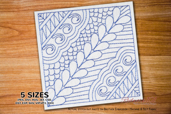 Abstract Floral Background Redwork