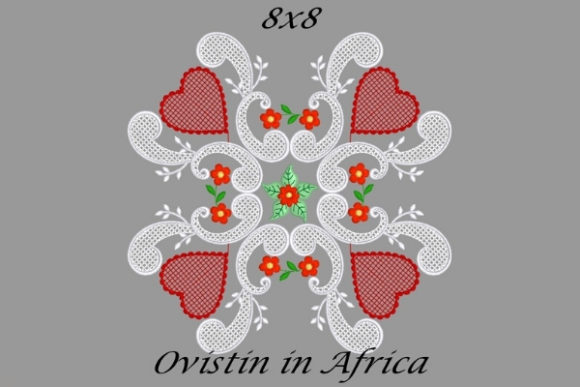 Beautiful Red Floral Heart Quilt Block