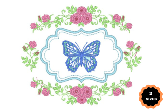 Butterfly and Flowers Embroidery Design