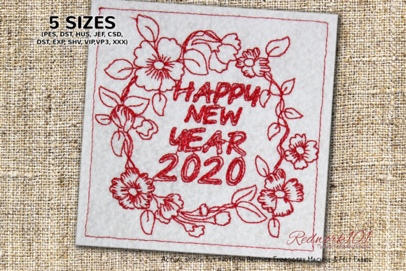 Floral Frame with Happy New Year